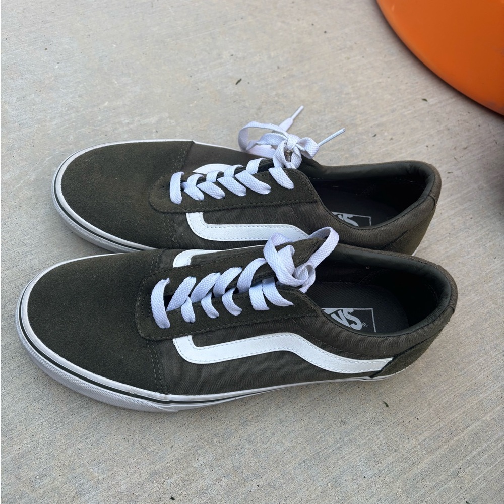 Vans Men's Olive and White Sneakers